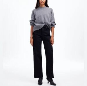 Madewell The Perfect Vintage Wide Leg Denim Jean Solid Black Stretchy Size 31